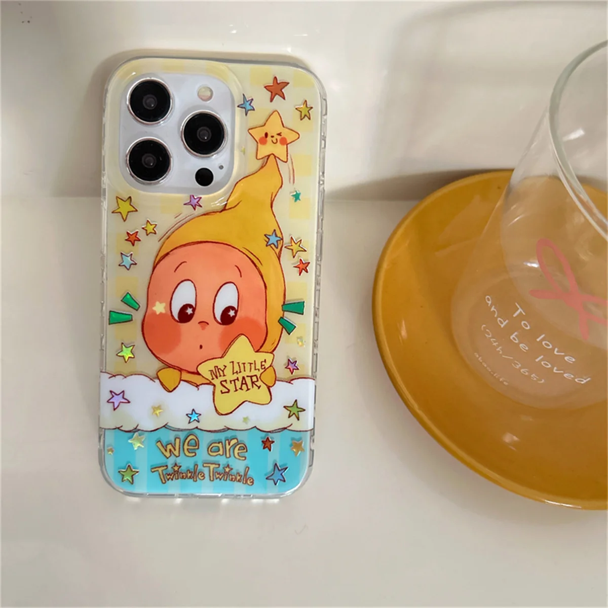 Funda de teléfono coreana Ins Cute Star Baby para iPhone 16 Pro 15 14 13 Pro Max, funda trasera a prueba de golpes, fundas de dibujos animados 16 Promax