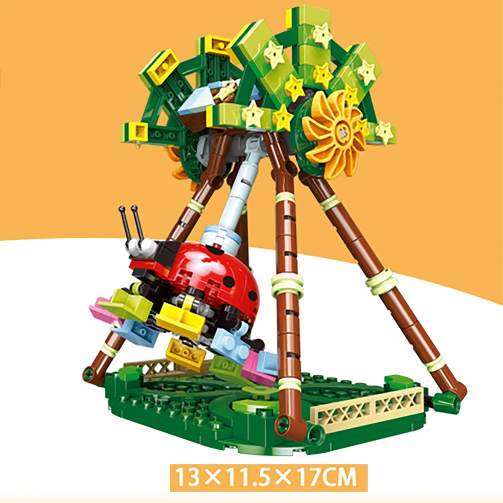 352PCS Toy Big Pendulum Brick Rides Rotate Building Block Fairground Bricks Amusement Park With  Assembly Manual