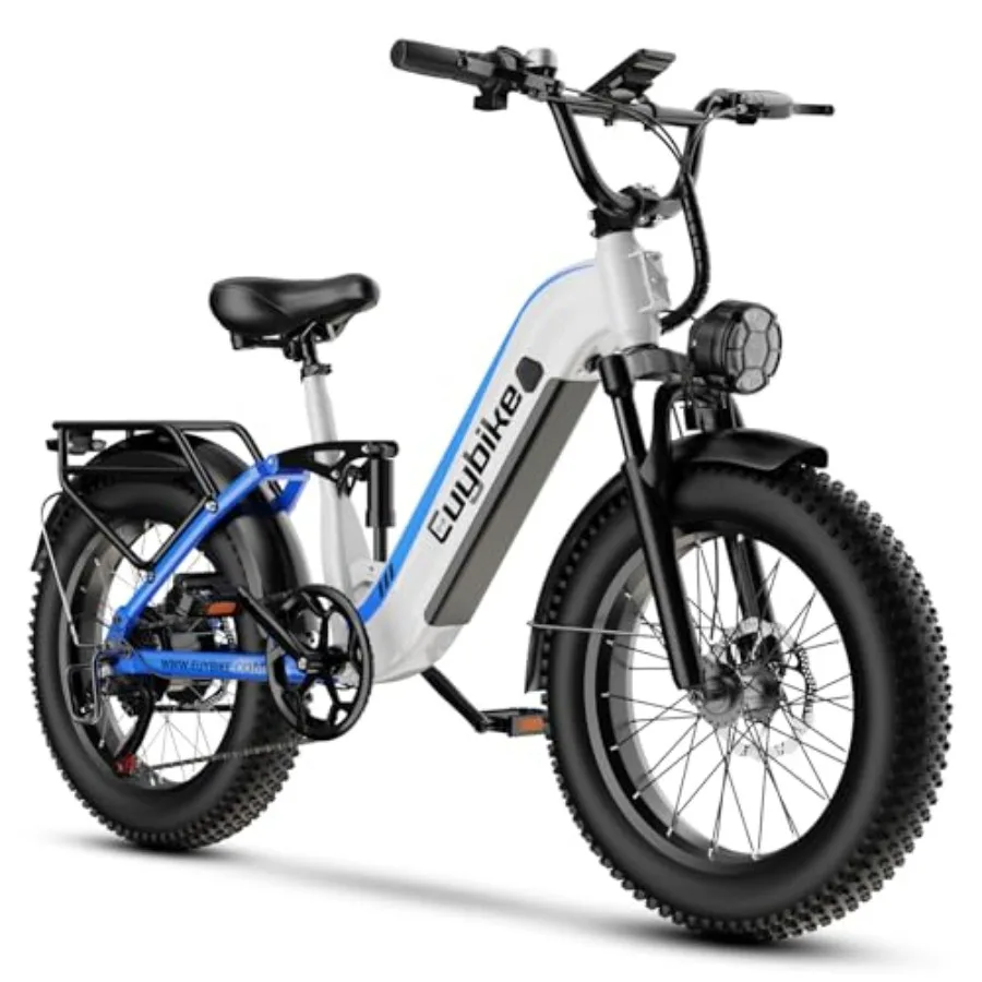 

Electric Bike for Adults 1400W Peak, 48V 20AH 960WH Removable Battery, 20"x4" Fat Tire Full Suspension 80 Miles Range Step-Thru