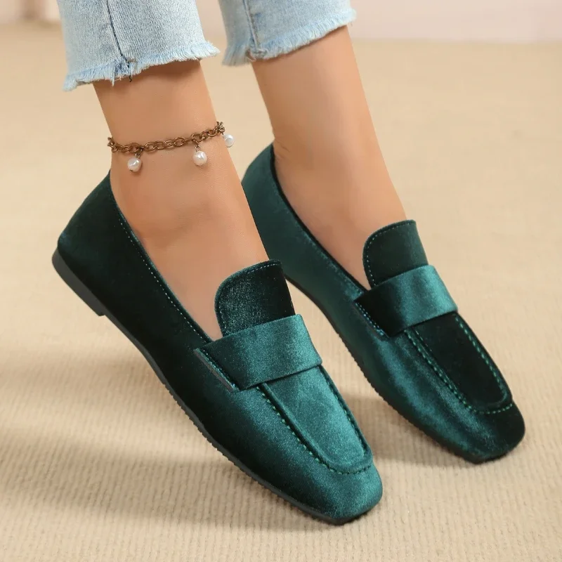 Spring and Autumn Flat Bottomed Retro Le Fu Single Shoes for Women's Flat Bottomed Shoes with Soft Bottom Bean Shoes Size 35-42