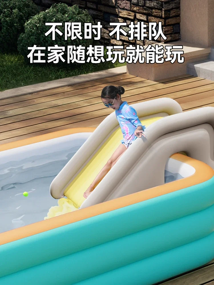 Inflatable Swimming Pool with Slide Child Baby Kids Family Outdoor Foldable Water Park