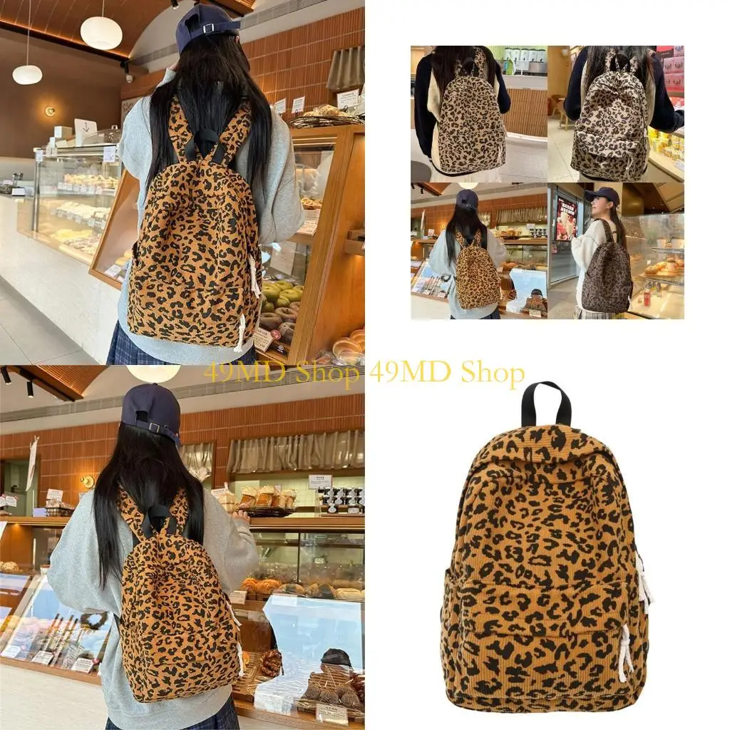 49MD Travel Backpack Leopard Print Backpack School Bag Aesthetic Backpack for Teens