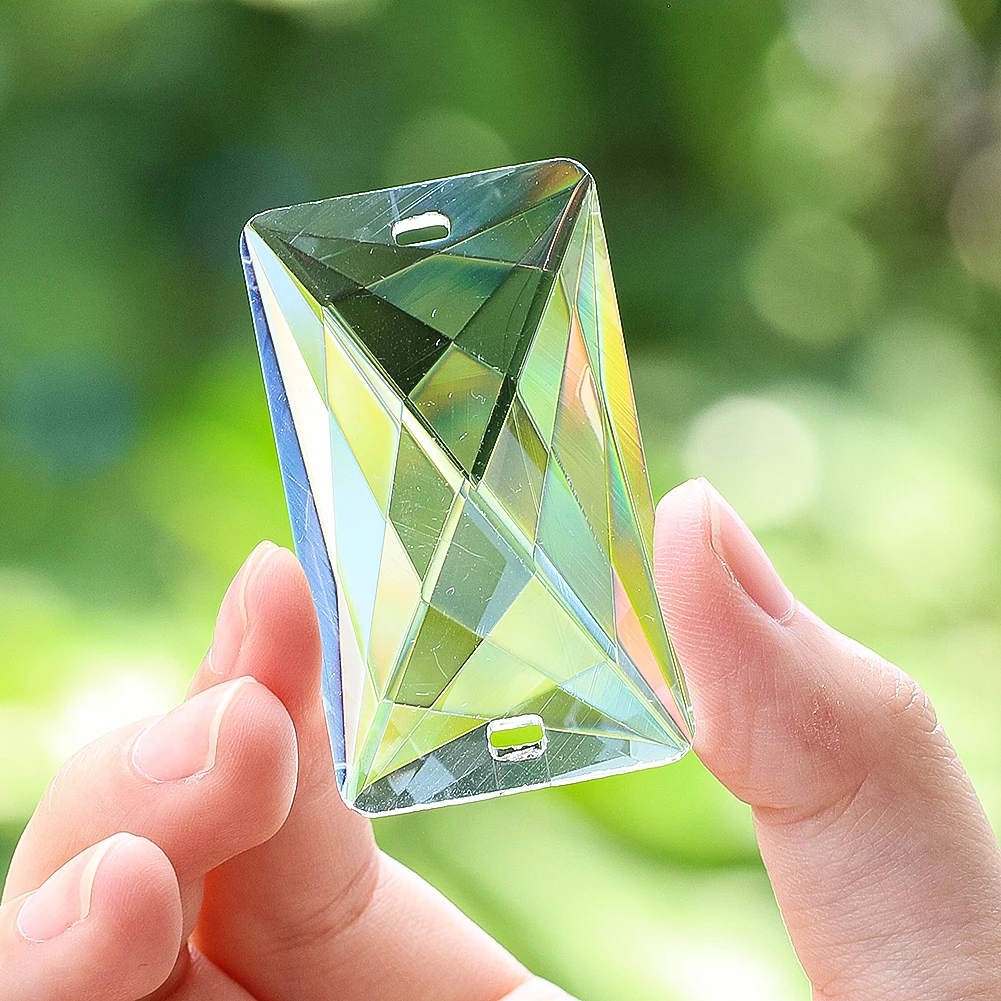 50mm Trapezoidal Glass Crystal Laser Engraved Prisms Pendant Suspension Lighting Fittings Perfect for Chandelier Lamp Parts
