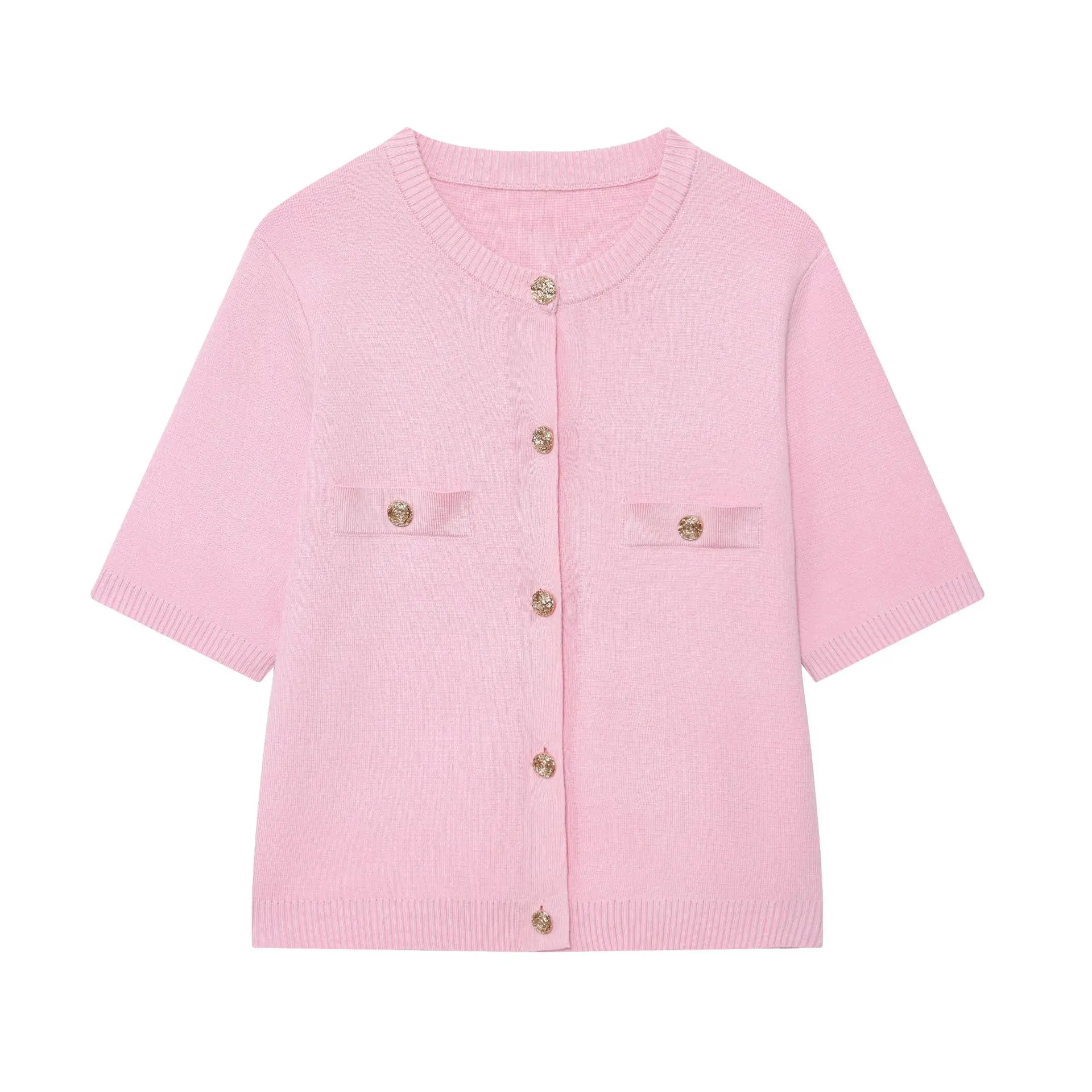 

European And American Simple Fashion Knitted Short-Sleeved Jacket Quick Delivery Popular Style Women's Cardigan