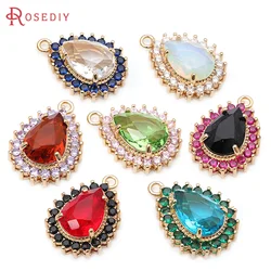 4PCS Brass Zircon Glass Drop Charms Pendants High Quality Necklace Earrings Diy Jewelry Accessories Rosediy official-website