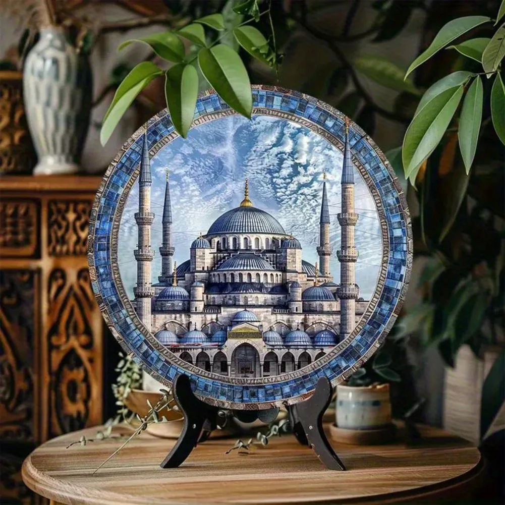 لوحة فنية جدارية معدنية تقليدية من اسطنبول التركية مقاس 8 × 8 بوصة من الألومنيوم - شارة فنية متينة، مناسبة للحديقة وغرفة النوم #5