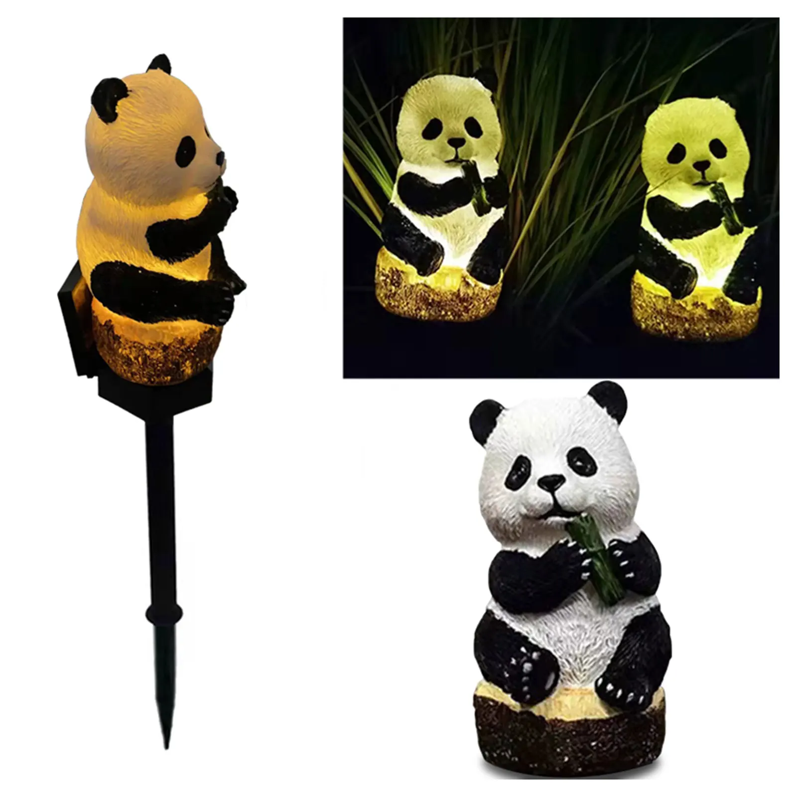 

Ground Light Led Solar Pathway Lights Lighting Simply Black Landscape Decoration Waterproof PP Plastic Resin Crafts Panda Lamp