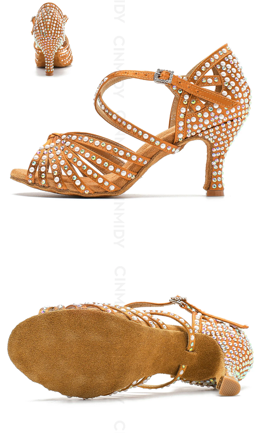 CINMIDY Latein-Tanzschuhe für Damen, Ballroom Modern Tango Tanzschuhe, Damen-Softsohlen-Indoor-Party-Performance-Schuhe mit Perlen – Detail 16