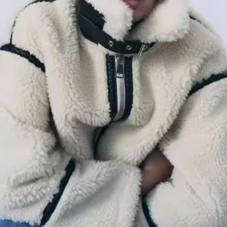 Jaqueta Fena de Lã com Forro de Pele de Cordeiro, Estilo Novo de Outono Inverno, Couro Inteado e Pele, Aquecida com Fec...
