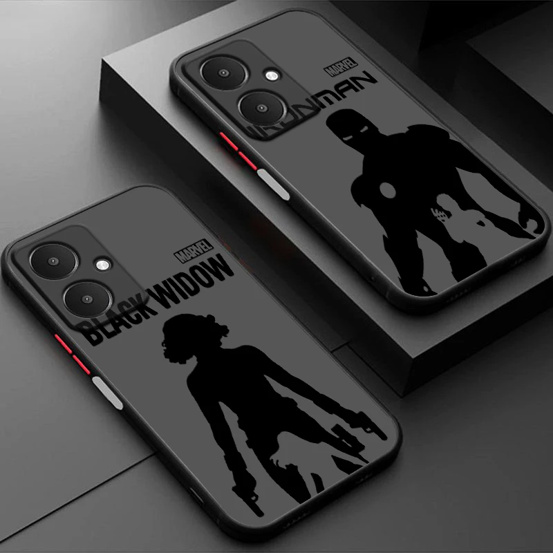 Art Marvel Iron Man Cover For Xiaomi Poco M6 M5 M4 M3 F5 F4 F3 F2 X5 X4 X3 C55 C51 Pro GT Frosted Translucent Phone Case