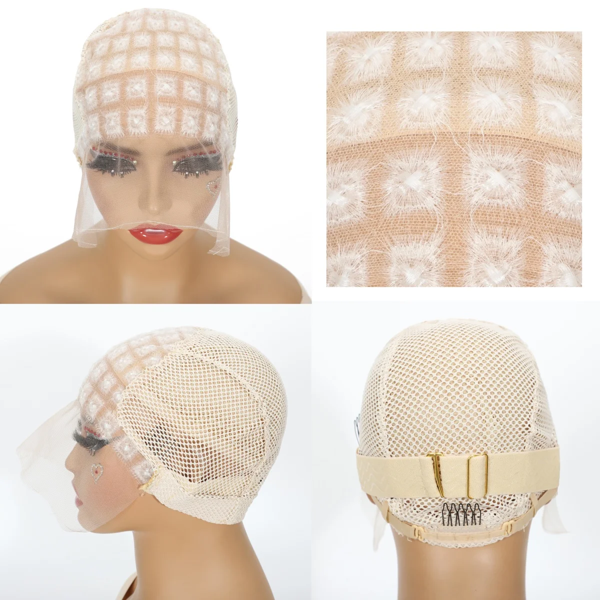 

Шапочка для парика 13x5 Lace Frontal для изготовления париков, светлый цвет, для вязаных париков крючком, белые узлы, регулируемый размер, с детским волосом спереди