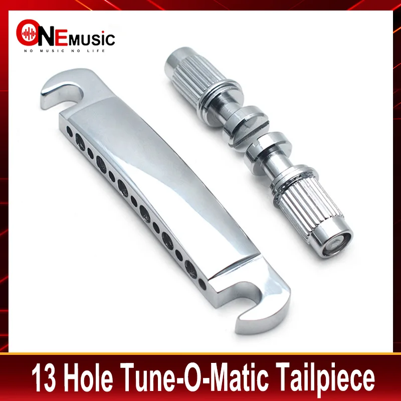 A Set 13 Hole Tune-O-Matic Tailpiece with Stud & Anchor for LP Electric Guitar (6/7/8/12 String) Chrome