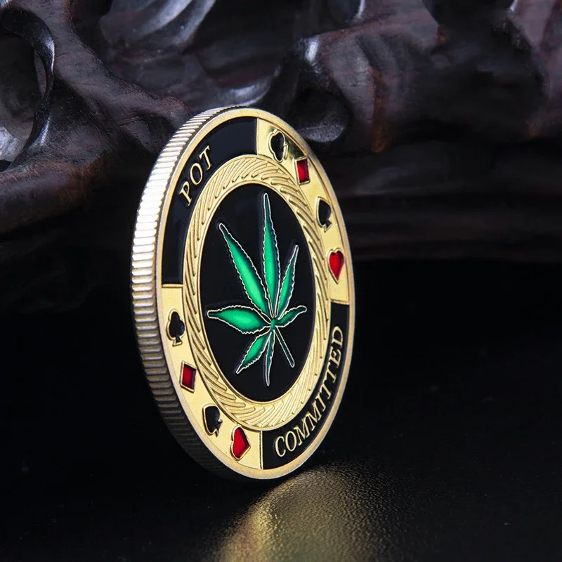 وعاء مصنوع من معدن البوكر رقاقة ، عملة ذهبية ، تذكار للكازينو ، عملة رمزية شخصية ، هدية جمع ، ديكور المنزل #4