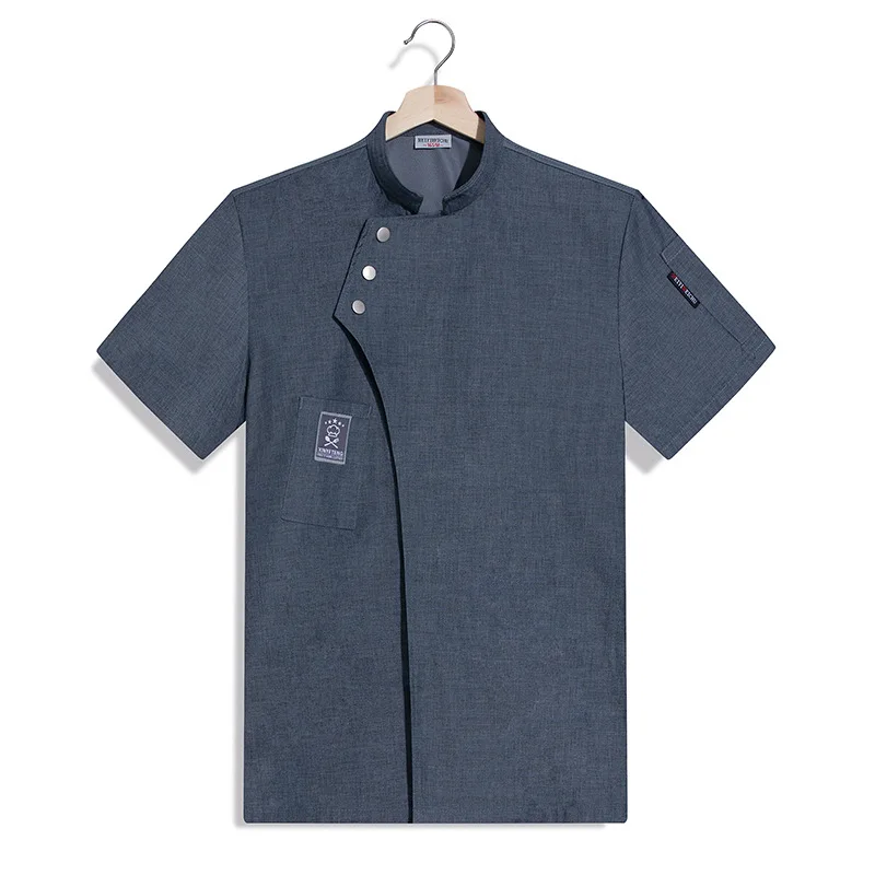 Hotel restaurante cozinha trabalho uniforme manga curta chef jaqueta padaria pastelaria chef verão branco casaco de cozinha