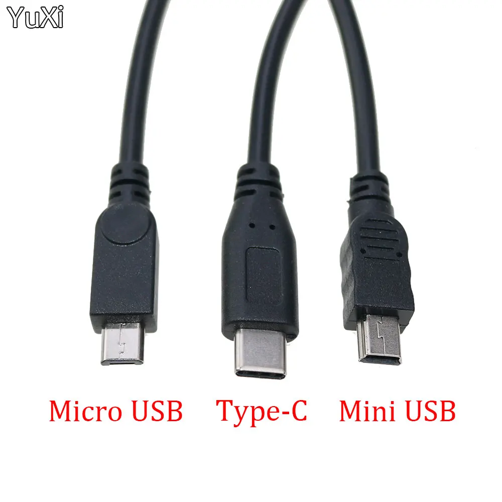 YUXI 1PC Micro USB 3.1Type-C Mini USB Male to 5 Pin Screw with Shield Solderless Terminal Plug Adapter Connector Cable Lead 30cm