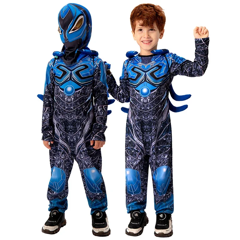 Blue Power Insect Purim Cosplay Costume para crianças, Halloween, Super Beetle, Meninos, 2024