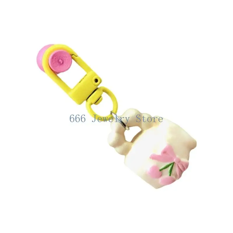 F2TD Playful Resin Keyring Miniature Flowerpot Designs Stylish Phone Bag Accessory Sturdy Material Chain Pendant