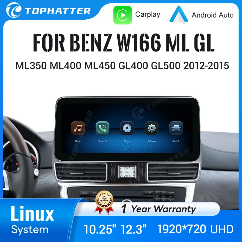

For Mercedes-Benz W166 ML GL Class 10.25 12.3 Inch Touch Screen Linux Multimedia System GPS Navigation Head Unit Stereo Radio
