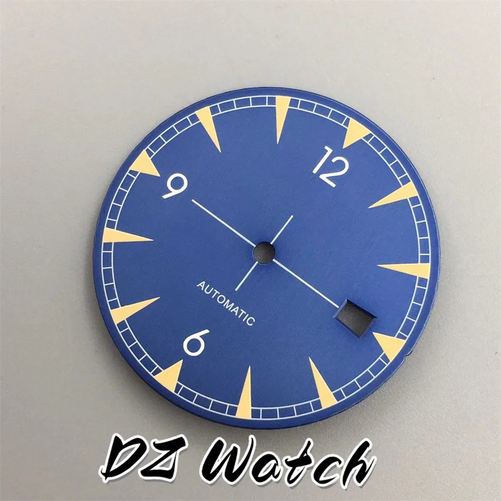 White Green Blue Black 33mm watch dial Green luminous fit NH35 movement