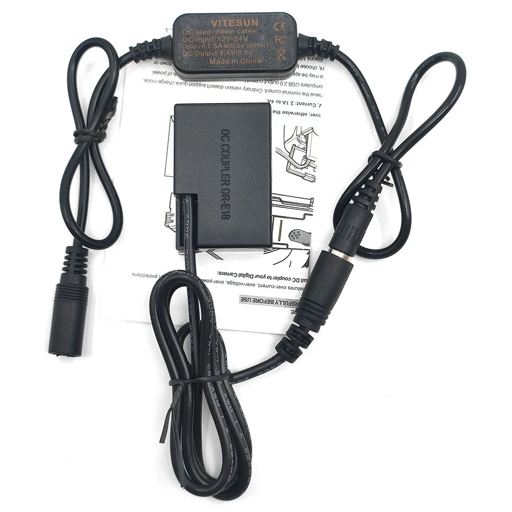 DR-E18 DC Coupler LP-E17 Dummy Battery Plus 12V-24V Step-Down Power Cable For Canon EOS 750D 760D T6S 800D 77D 200D Kiss X9i T6i