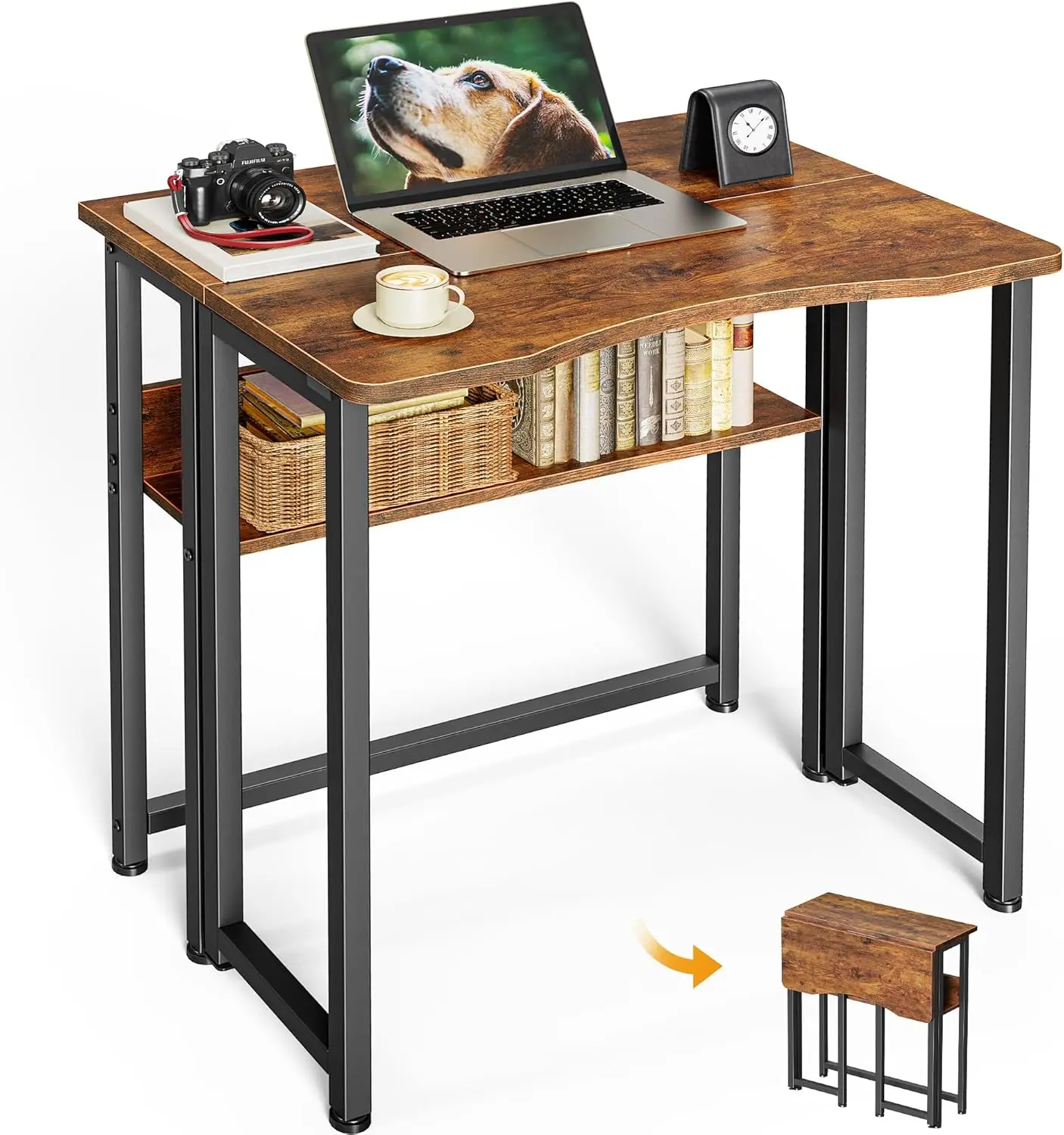 Computer Desk Rustic Brown Wood 6 Inch Basic Function All Seasons Brown