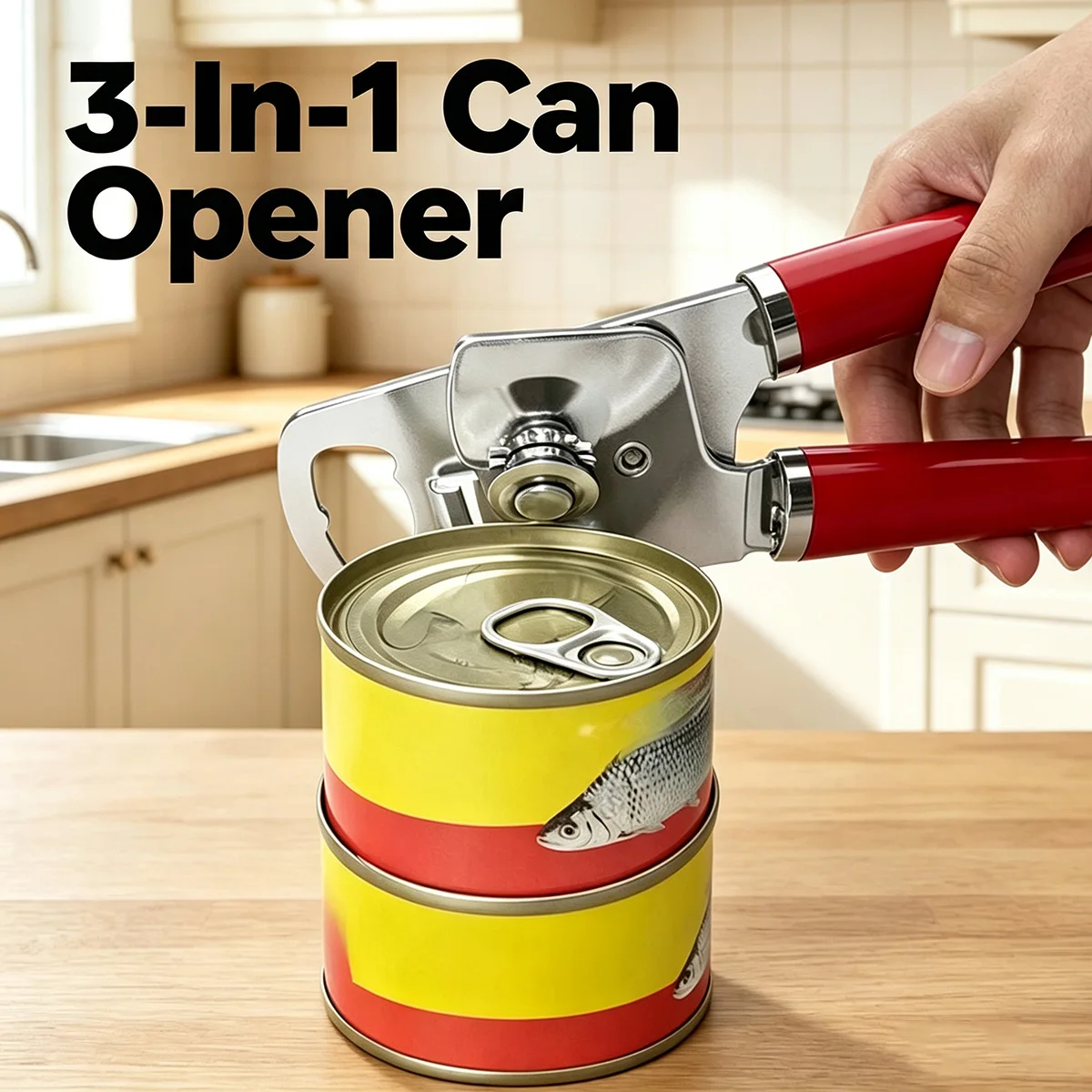 3-In-1 Stainless Steel Multifunctional Can Opener Professional Effortless Opener  Easy Manual Can Opener For Can Kitchen Tool