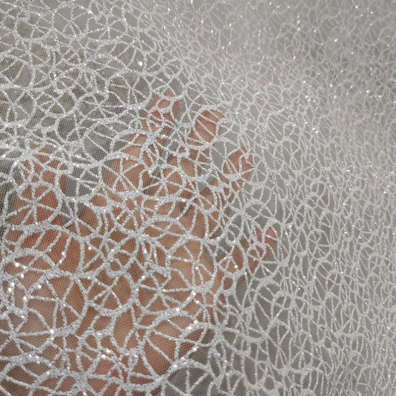 Mesh Fabric Lace Glitter for Wedding Dress Clothing Fashion Designer Handmade Diy Sewing Material Cloth By The Meter