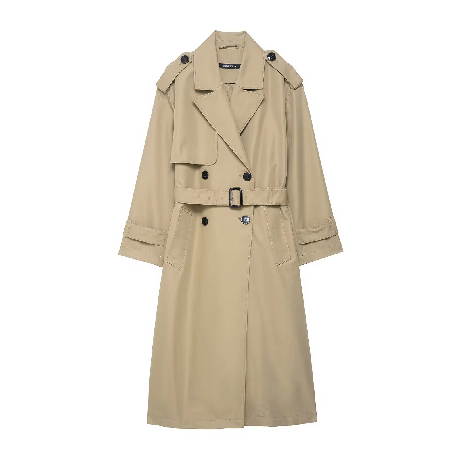 

Autumn Y2K Street Style Women's Trench Coat Double Breasted Solid Trench Coat With Belt Long Sleeve Jacket Elegant Windbreaker