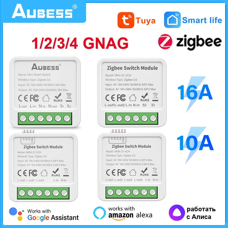 Tuya ZigbeeSmart Switch Module 2 Way Control DIY Breaker 1/2/3/4 Gang Smart Home Work With Alexa Google Home Yandex Alice