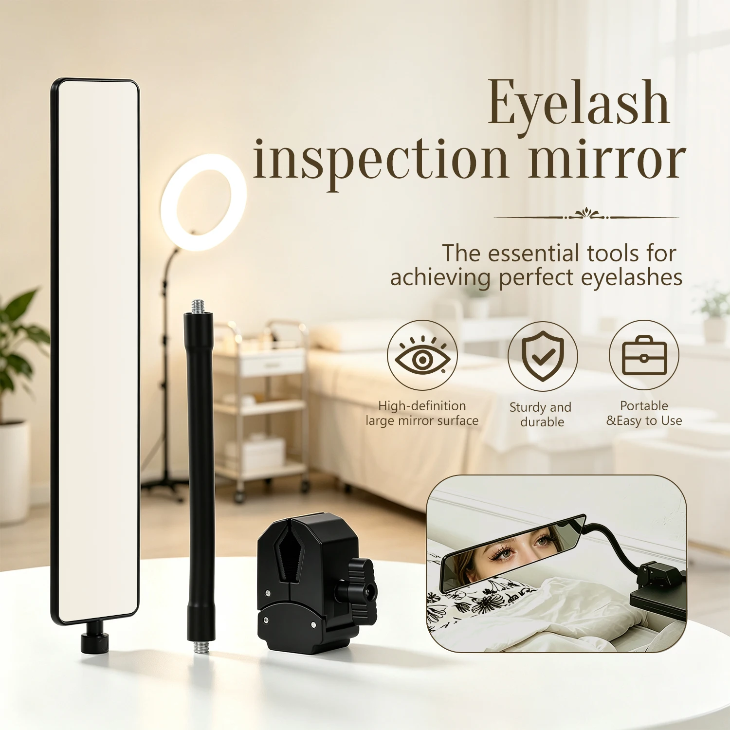 3Pcs Professional Eyelash Extension Mirror HD Large View Lash Checking Tool Stainless Steel Grafting False Lash Artists Supplies