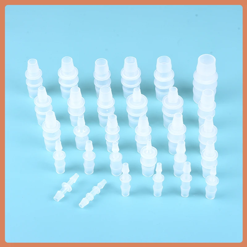 1.6-25mm Plastic Silicone Tube Straight Pipe Fitting Small size Pagoda Barb Coupling Reducing Straight Fish Tank PP Insert Hose