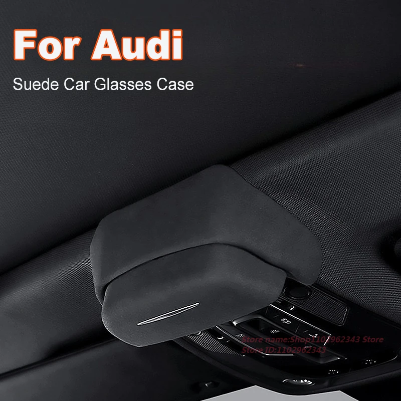 

For Audi A4L A6L Q5L Suede Sunglasses Storage Case Clip Roof Multi-Functional Car Glasses Protective Interior Accessory