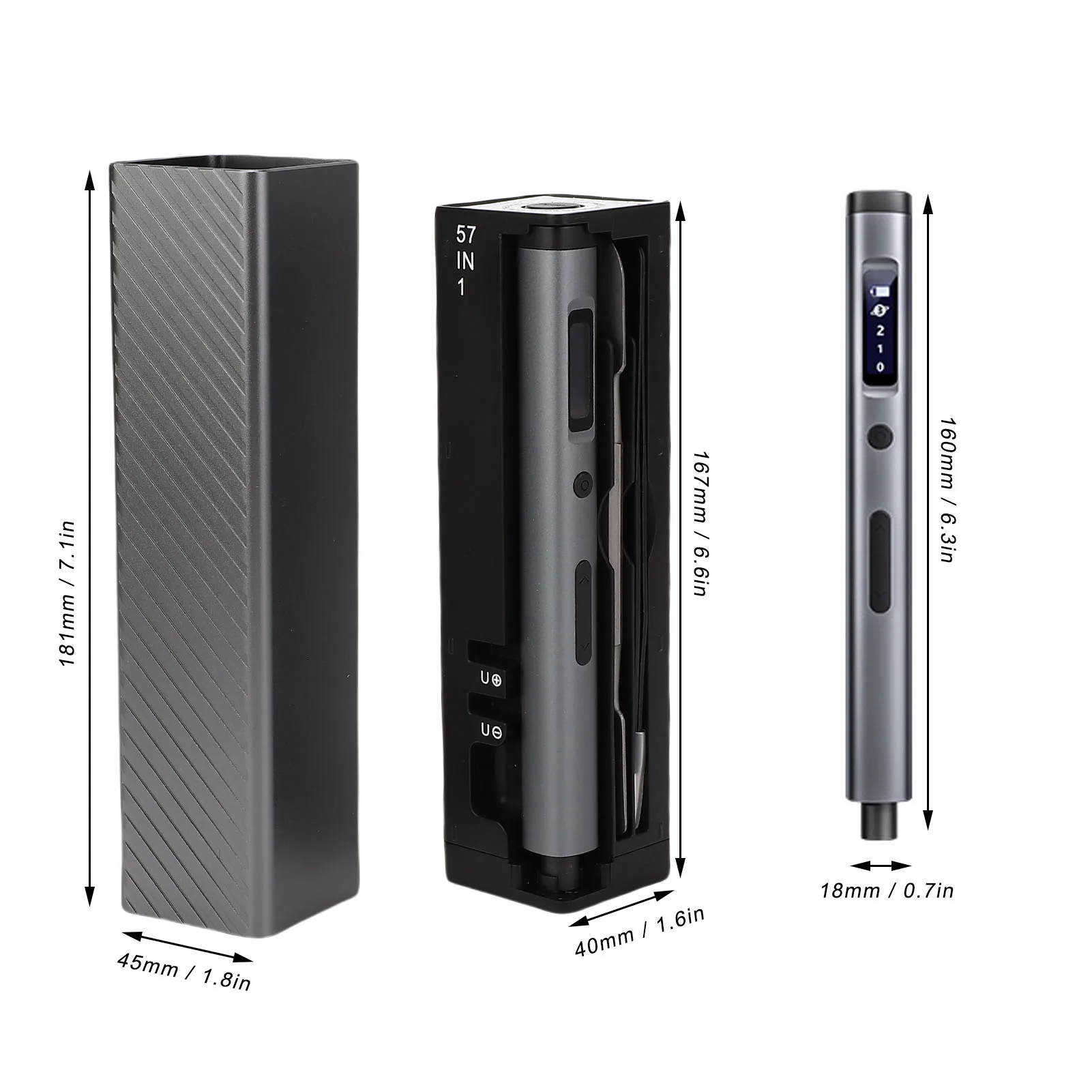 Accuschroevendraaierset Roterende opbergbak 4 slimme LED-verlichting Schroevendraaierbitgereedschapsset Digitaal display voor het aanscherpen van onderdelen