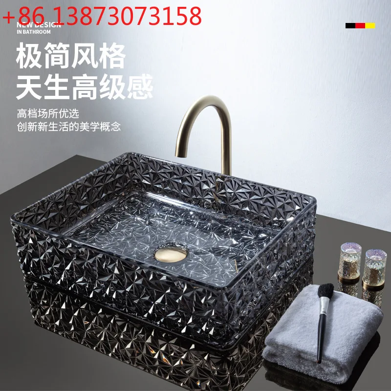 

Хрустальный стеклянный умывальник, поднос для лица, легкий роскошный квадратный стол большого размера, домашний умывальник для ванной комнаты, отель