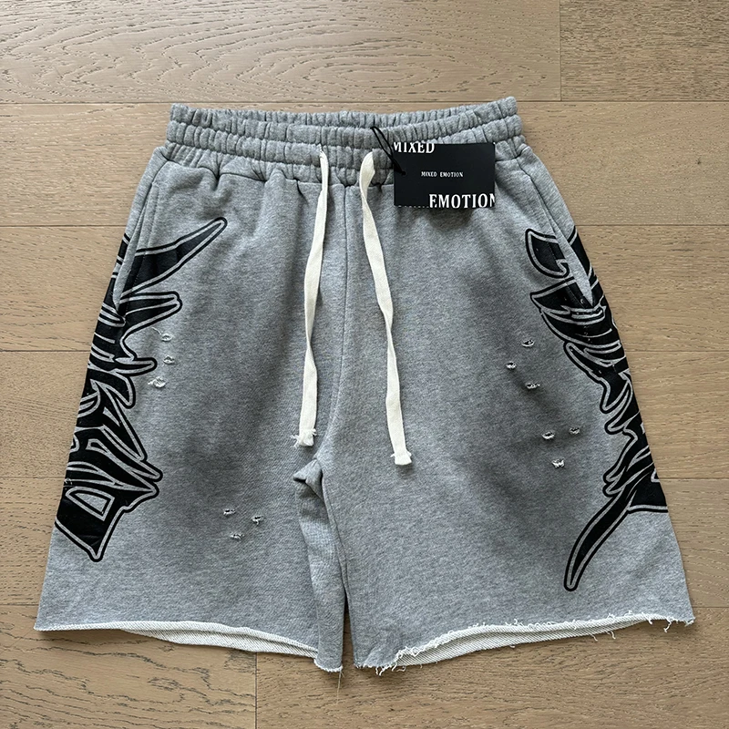 

Улица США СМЕШАННАЯ ЭМОЦИЯ Красочные блестящие шорты со стразами и надписью на шнурке Летние мешковатые повседневные шорты-карго унисекс