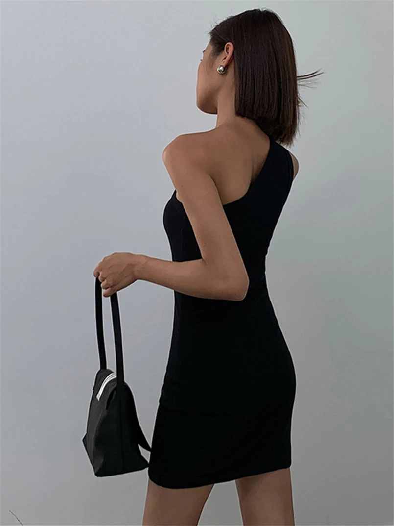 Eine Schulter, ärmellos, neues Club-Party-Sexy-Kleid, Vestidos, 2022, Sommermantel, Mini-Abschlussballkleid, Damen, elegante Y2K-Kleidung