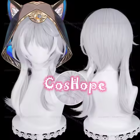 HSR Cipher Cosplay Wig Cifera 65cm Long Silver White Wig Cosplay Anime Cosplay Wigs Heat Resistant Synthetic Wigs for Costume