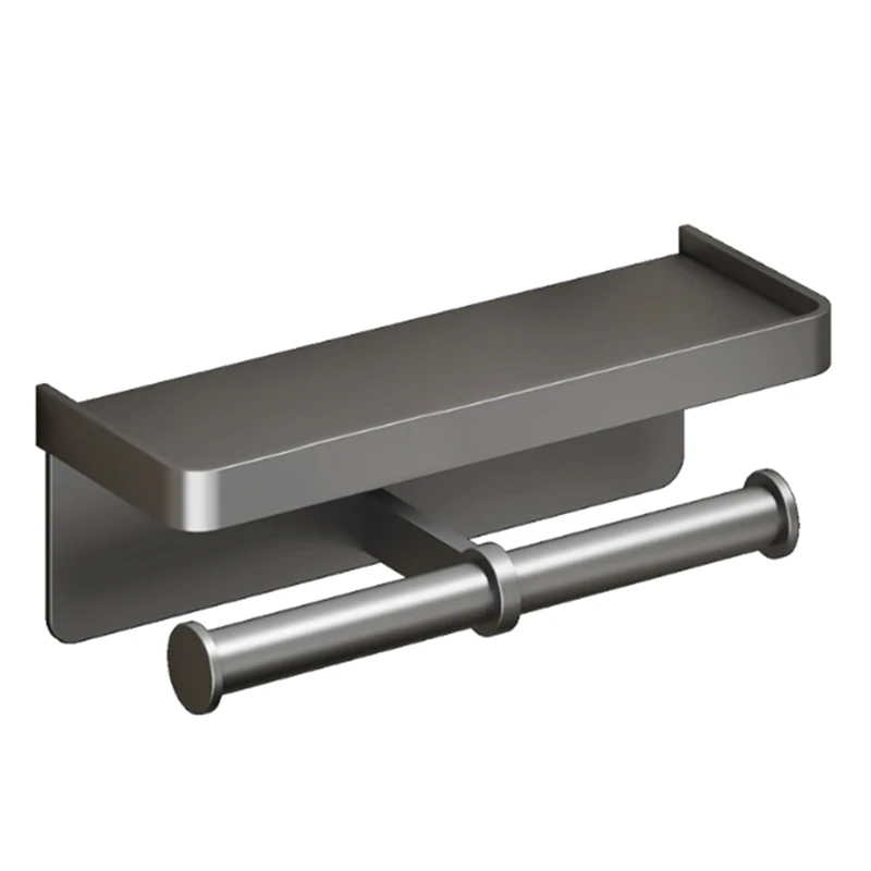 

Wall-Mounted Aluminum Alloy Toilet Paper Holder Bathroom Tissue Holder Bathroom Accessories Gray