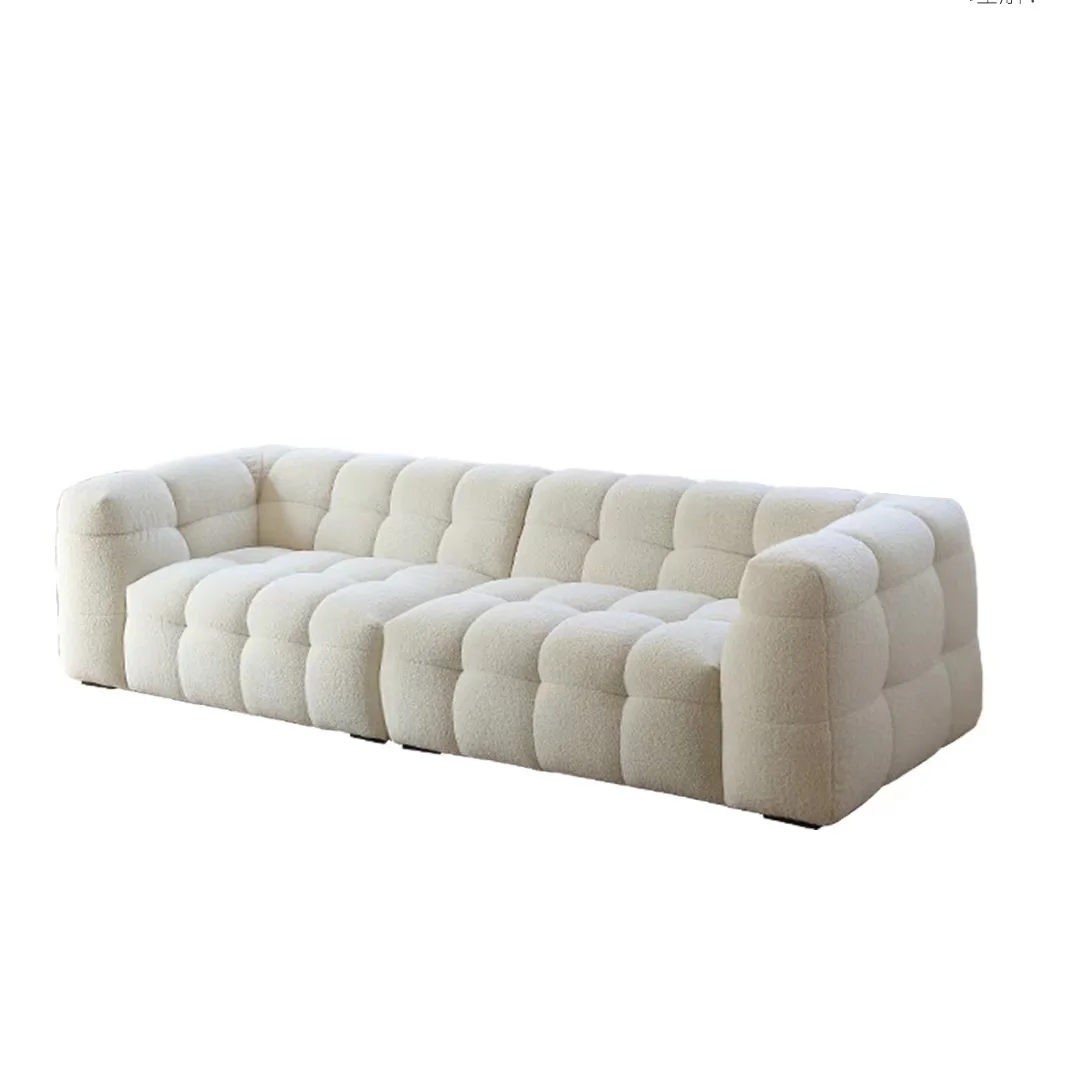 Modern Simplicity Three Seat Cloth Art Sofa Lamb Wool Fabric Sofa Living Room Velvet Furniture