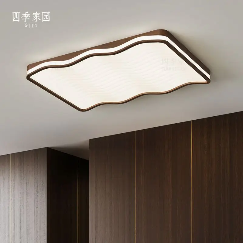 Cream style antique living room ceiling light, simple retro solid wood new Chinese style eye protection light