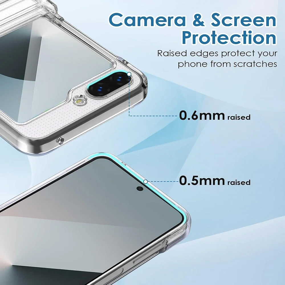 Flip6 Hard PC Clear Cellphone Cases with Hinge Protection Suitable for Samsung Z Flip 6 Z Flip5 Shock Absorption Protective Case
