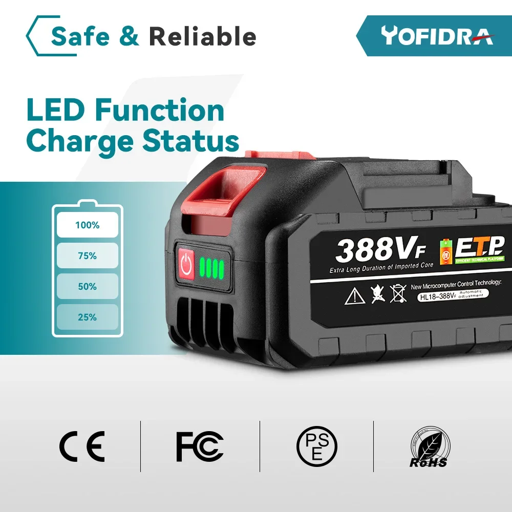 21V 15000mAh Rechargeable Lithium Ion Battery For Makita Cordless Dirll/Brushless Wrench/Screwdriver/Circular Saw EU Plug