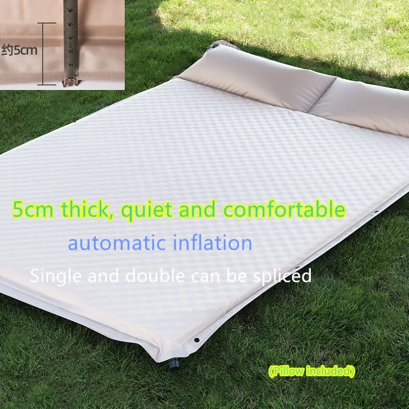 

5cm automatic inflatable mattress double layer thickened camping moisture-proof pad outdoor air bed tent floor mat sleeping pad