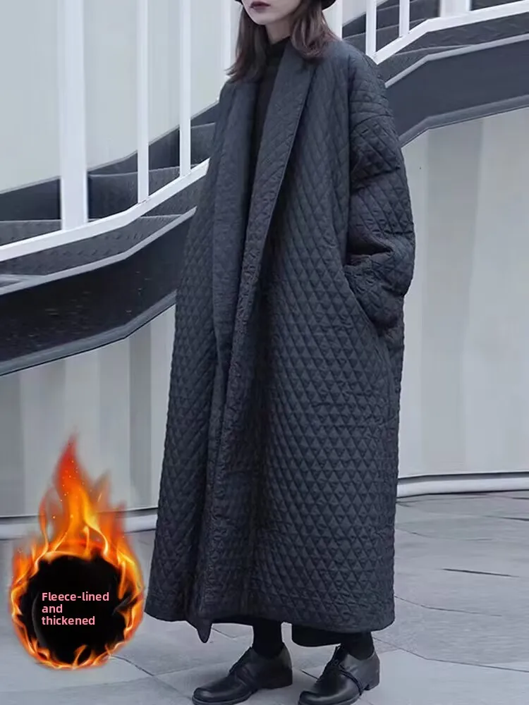 

Loose Fit Mid-Length Cotton Jaet Women's Color Winter Coat Design Large Size V-Ne Long Sve Artistic Sle