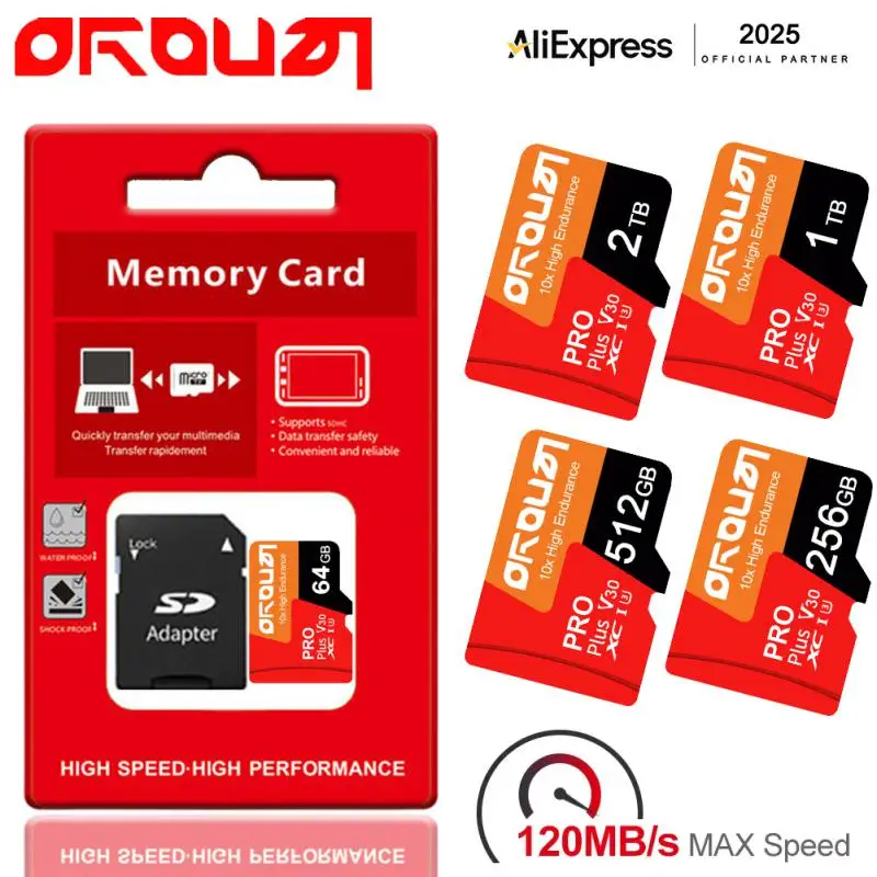 2TB SD Memory Card 128GB 64GB Micro TF/SD Card V30 Class 10 High Speed Flash Memory Card 512GB SD Card For Camera Phone