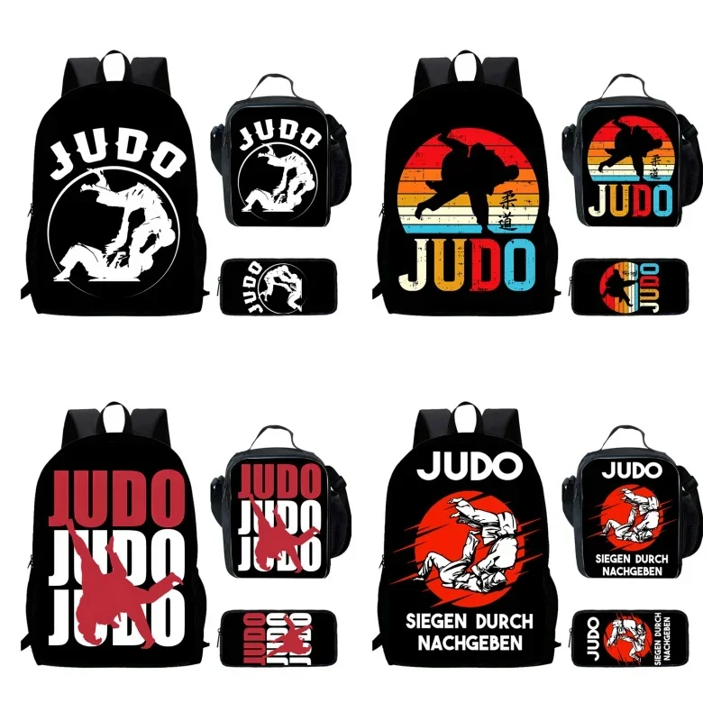 

Cartoon Judo Child School Backpack With Lunch Bags Pencil Bags For Age 4-9 ,Light Weight School Bags For Boys Girls