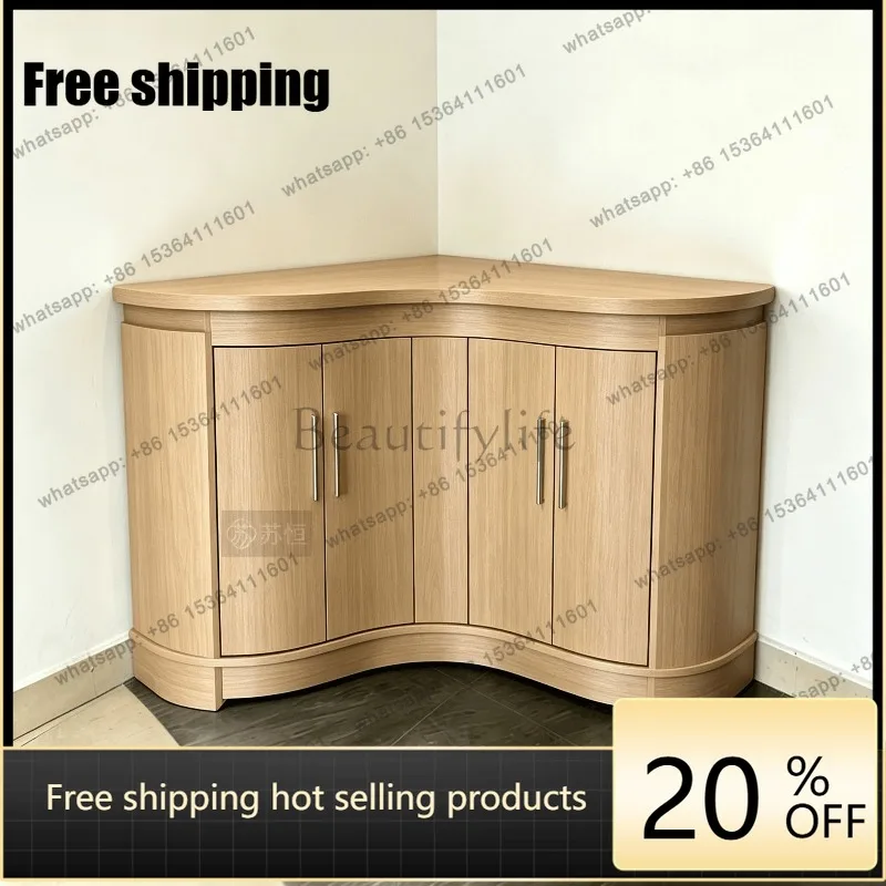 YJ Custom Solid Wood Corner Cabinet Modern New Chinese Black Walnut Wall Storage Furniture