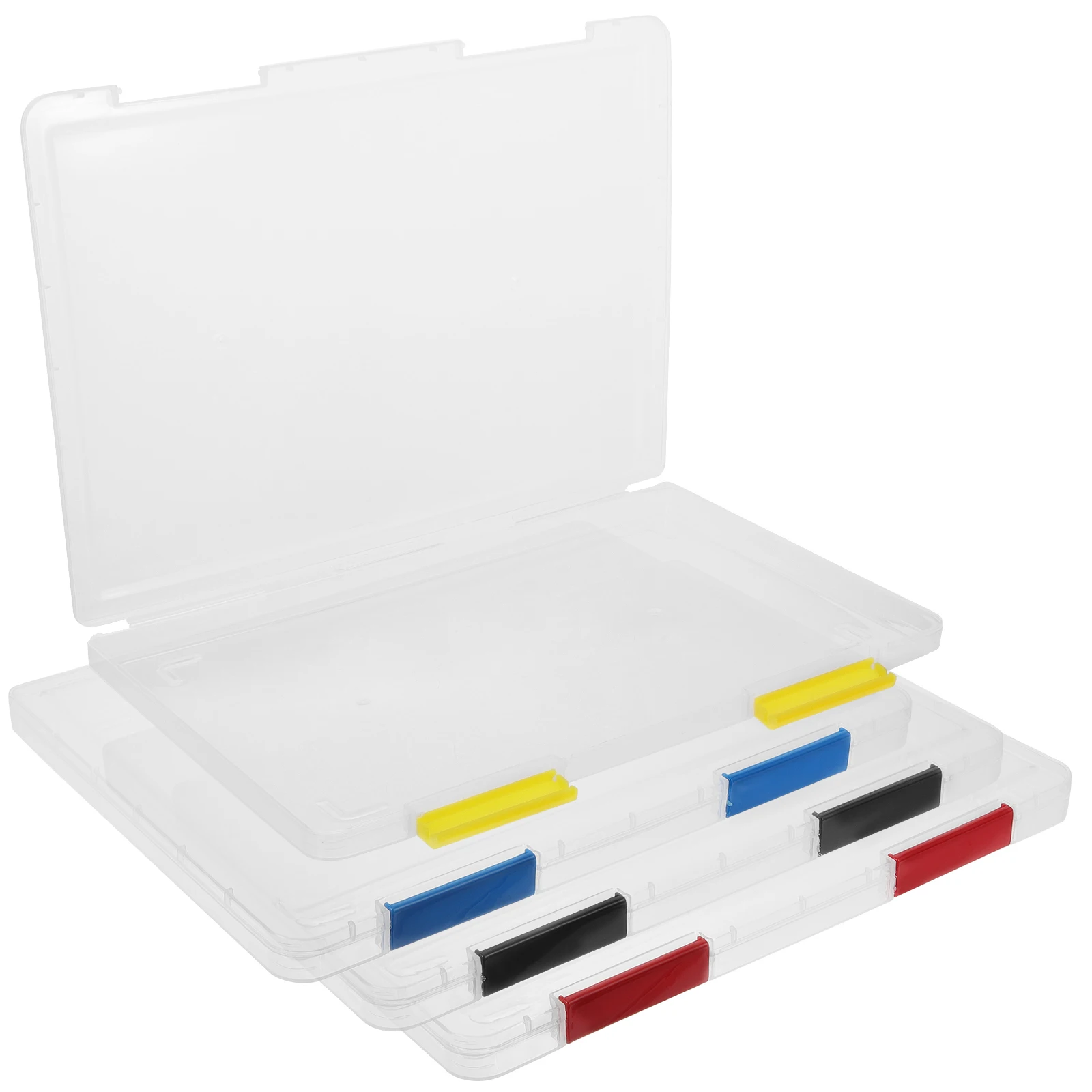 

4 Pcs A5 File Box Transparent Document Holder Office Student Supplies Black Yellow 24x17x2cm Stackable Storage ganizer