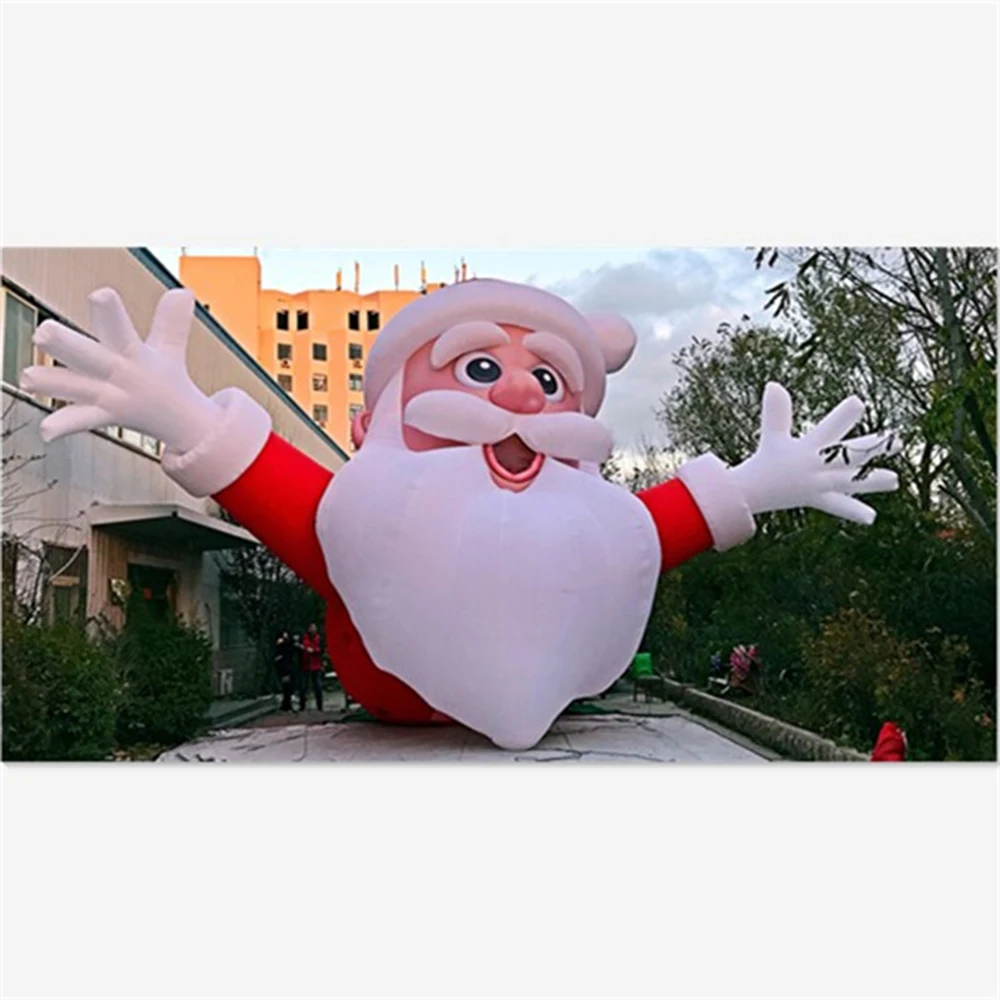 Giant Hanging Inflatable Santa Claus Head, Festive Father Christmas Figures for Outdoor Party Decoration with LED Lights