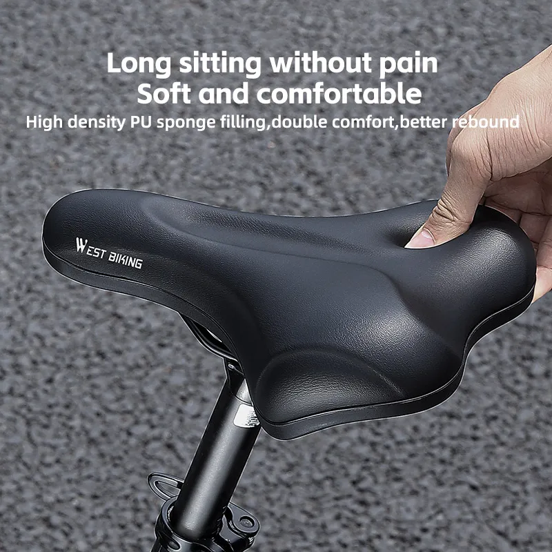 WEST BIKING Comfortable Foam E-Bike Seat Cushion City Cruisers Ergonomic Mountain Bicycle Saddle Comfy Electric Bike Accessories